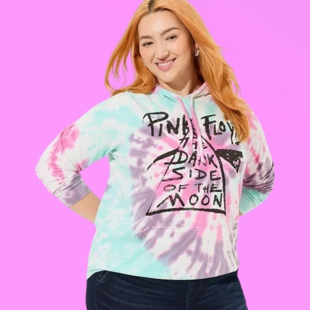 Torrid Pink Floyd Purple Pink Blue Tie-Dye Hoodie Size 0/Large